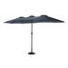 Kevinplus 14.8 Ft Double Sided Outdoor Umbrella Rectangular Large with Crank ( Navy blue )