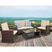 LLBIULife Patio Sets 4 Piece Rattan Chair Patio Sofas Wicker Sectional Sofa Outdoor Conversation (Brown and Tan)
