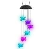 Wind Chimes Outdoors Pendent Decoration Flying Pig Solar Color Changing LED Shell Wind Chimes Home Garden Yard Decor