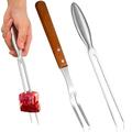 2 Pcs Barbecue Fork Chaffing Dishes BBQ with Wood Handle Fire Pit Roasting Forks Marshmallow Hot Pot