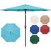9ft Outdoor Market Table Patio Umbrella with Button Tilt & Metal Frae UV Polyester Fabric Parasol with Crank & 8 Sturdy Ribs for Garden & Beach Turquoise