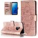 Premium Leather Flip Wallet Card Slots Magnetic Stand Protective Cover Ultra Slim Case with Lanyard Embossed Flip Case for iphone15 Rose gold