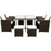 ZHYH 9 Piece Patio Dining Sets Outdoor Space Saving Rattan Chairs with Glass Table Patio Furniture Sets Padded.