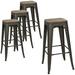 NLIBOOMLife Metal Stool 24 Indoor Outdoor Stackable Barstools Modern Industrial Square Wood Top Stools Set of 4 (24 inch Gun)