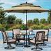 durable & William 8 Piece Patio Table and Chairs with 13ft Double-Sided Umbrella Outdoor Dining Furniture Set with 6 Padded Swivel Rocker Dining Chairs 1 Rectangular Metal Patio Tabl