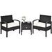 LLBIULife 3 Piece Outdoor Chairs Set of 2 Wicker Patio Porch Chairs with Coffee Table Patio Bistro Sets with Washable & Thick Cushion LBS Weight Capacity Great for Outside Porch