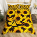 Sunshine Sunflower Duvet Cover 3pcs Soft Comforter Cover for Women Girls Morden Black Floral Bedding Set 1 Duvet Cover+2 Pillow Shams Queen Size