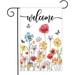 HGUAN Welcome Wildflower Garden Flag Spring and Summer Floral Yard Flag for Outside Farmhouse Garden Decor Seasonal Welcome Sign Porch Decorations