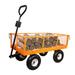 AAIN 800Lb Capacity Steel Garden Cart Heavy Duty Durable Steel Mesh Convertible Flatbed Garden Outdoor Hauling Utility Wagon Cart Yellow