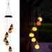 LED Solar Wind Chime Light Halloween Spiral Pumpkin Garden Lamp Waterproof Outdoor Wind Chime Light for Patio Yard Garden