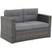 LLBIULife Outdoor Wicker Loveseat Sofa Patio Rattan 2-seat Couch with Cushions for Outside Balcony Porch Deck Garden Gray