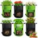 6 Pack Potato Grow Bags 10 Gallon with Flap Grow Bags for Growing Potatoes Duarable Fabric Garden Planter Pots with Harvest Window for Vegetable and Fruits Black & Green
