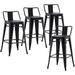 LLBIULife Changjie Metal Barstools Set of 4 Industrial Stools Counter Stools with Backs Indoor-Outdoor Counter Height Stools (30 inch White)