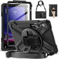 ShieldPlus for Samsung Galaxy Tab S9/ S9 FE 5G Tablet Case 2023 Tab S9/S8/S7 Case 360 Rotating Hand Strap & Shoulder Strap & Stand Drop-Proof Case for Galaxy Tab S9 FE 10.9 / S9/S8/S7 11 Black