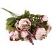 Decorative Artificial Flower Fake Vintage Peony Bouquet Garden Home Wedding Decor Dark Pink