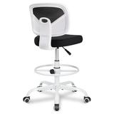 Drevy Office Drafting Chair Armless Tall Office Desk Chair Adjustable Height and Footring -Back Ergonomic Standing Desk Chair Mesh Rolling Tall Chair for Art Room Office or Home(White)