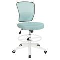 Drafting Chair Adjustable Height Tall Office Chairs Standing Desk Chair Rolling Stool Chair Armless Office Drafting Chair Blue