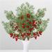 Artificial Cedar With Red Berries Sprays Set Of 2 Fake Greenery For Christmas Arrangements And Holiday Decorating (17 Inches High)