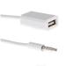 3.5mm Male AUX Audio Plug Jack To USB 2.0 Female Converter Cable Cord for Car Mp3 (White)