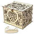 Wedding Card Box with Lock and Card Sign Wooden Hollow Card Box DIY Envelop Gift Money Box Wedding Reception Box for Party Supplies Baby Showers Birthdays Graduations