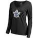 Women's Fanatics Branded Black Toronto Maple Leafs Midnight Mascot Long Sleeve V-Neck T-Shirt