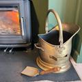 Antique Brass Finish Coal Bucket | Scuttle Hod Built in 30cm Shovel Fireside Accessory Log Store Fireplace