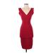 Herve Leger Casual Dress - Bodycon V-Neck Sleeveless: Burgundy Print Dresses - Women's Size Small