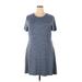 Gap Casual Dress - Mini Crew Neck Short sleeves: Blue Marled Dresses - Women's Size 2X-Large