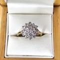 Diamond Cluster Ring With 19 Diamonds | 1.1 Ct. Set in Platinum On An 18 Ct. Solid Yellow Gold Shank - Size UK "O 1/2" Us "7.3