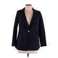 Lane Bryant Blazer Jacket: Below Hip Blue Solid Jackets & Outerwear - Women's Size 12 Plus