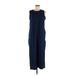 Lands' End Casual Dress - Midi Crew Neck Sleeveless: Blue Solid Dresses - Women's Size Medium