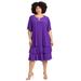 Plus Size Women's Embellished Keyhole Midi-Tier Dress by Catherines in Purple (Size 0X)