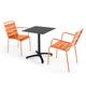Oviala Business Set aus schwarzem Laminat-Gartentisch und 2 orangefarbenen Sesseln - Oviala