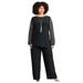 Plus Size Women's 2-Piece Beaded Mesh Sleeve Pant Set by Catherines in Black (Size 5X)