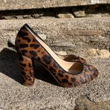 J. Crew Shoes | J. Crew Collection Size 9 Leopard Print Animal Hair Chunky Heel Pumps Calf Hair | Color: Black/Brown | Size: 9