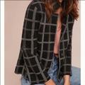 Anthropologie Jackets & Coats | Anthropologie Moth Checkered Window Pane Striped Sweater Coat | Color: Black/Gray | Size: Xs