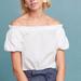 Anthropologie Tops | Anthropologie Maeve Swiss Dot Off-Shoulder White Blouse Size M | Color: White | Size: M