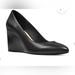 Nine West Shoes | Nine West Black Jazzin Almond Toe Pump Wedges - Formal Wear Pump Size 5 | Color: Black | Size: 5