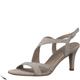 Tamaris Damen Sandalen mit Absatz Leder Stilettoabsatz Sommer; IVORY SUEDE/beige; 38 EU