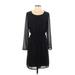 J.Crew Factory Store Casual Dress Scoop Neck 3/4 sleeves: Black Solid Dresses - Women's Size 2