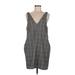 Frank And Oak Casual Dress - Sheath V-Neck Sleeveless: Gray Marled Dresses - Women's Size Medium