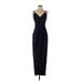 BHLDN Casual Dress - Formal Plunge Sleeveless: Blue Print Dresses - Women's Size 4