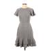 Banana Republic Casual Dress - A-Line High Neck Short sleeves: Gray Solid Dresses - Women's Size 0