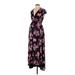 Isabel Maternity Casual Dress - Maxi V Neck Short Sleeve: Black Print Dresses - Women's Size Small