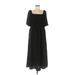 B Collection by Bobeau Casual Dress - A-Line Square Short sleeves: Black Solid Dresses - Women's Size Medium