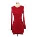 Torn Casual Dress - Mini: Burgundy Solid Dresses - Women's Size Small