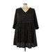 Ava & Viv Casual Dress - Mini V-Neck 3/4 sleeves: Black Dresses - Women's Size 3X