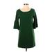 Moth Casual Dress - Shift Scoop Neck 3/4 sleeves: Green Solid Dresses - Women's Size Small Petite