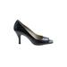 Tahari Heels: Slip On Stiletto Cocktail Party Black Solid Shoes - Women's Size 8 1/2 - Peep Toe