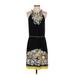 White House Black Market Cocktail Dress - Party High Neck Sleeveless: Black Floral Dresses - Women's Size Small